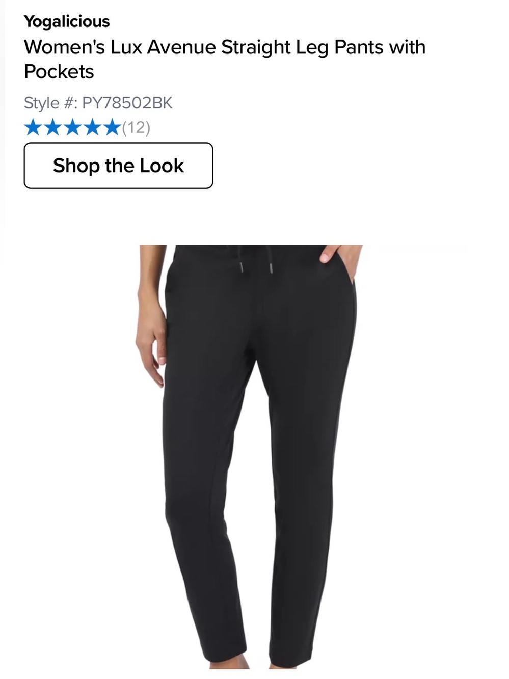 Yogalicious Black Straight Leg Lux Avenue Pants with Pockets